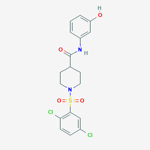 molecular formula C18H18Cl2N2O4S B5035995 1-[(2,5-dichlorophenyl)sulfonyl]-N-(3-hydroxyphenyl)-4-piperidinecarboxamide 