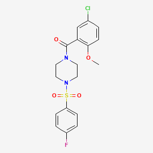 molecular formula C18H18ClFN2O4S B5036017 1-(5-chloro-2-methoxybenzoyl)-4-[(4-fluorophenyl)sulfonyl]piperazine 