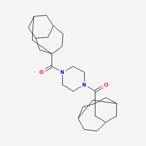 molecular formula C28H42N2O2 B5036038 1-(tricyclo[4.3.1.1~3,8~]undec-1-ylcarbonyl)-4-(tricyclo[4.3.1.1~3,8~]undec-3-ylcarbonyl)piperazine 