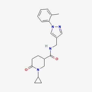 molecular formula C20H24N4O2 B5036052 1-cyclopropyl-N-{[1-(2-methylphenyl)-1H-pyrazol-4-yl]methyl}-6-oxo-3-piperidinecarboxamide 