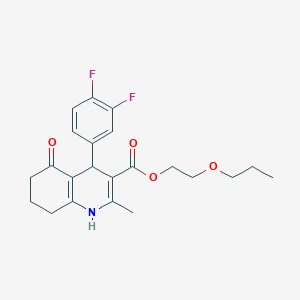 molecular formula C22H25F2NO4 B5036057 2-propoxyethyl 4-(3,4-difluorophenyl)-2-methyl-5-oxo-1,4,5,6,7,8-hexahydro-3-quinolinecarboxylate 
