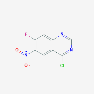 molecular formula C8H3ClFN3O2 B050361 4-氯-7-氟-6-硝基喹唑啉 CAS No. 162012-70-6