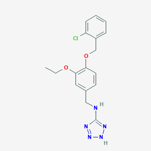 molecular formula C17H18ClN5O2 B503611 N-{4-[(2-chlorobenzyl)oxy]-3-ethoxybenzyl}-1H-tetrazol-5-amine 