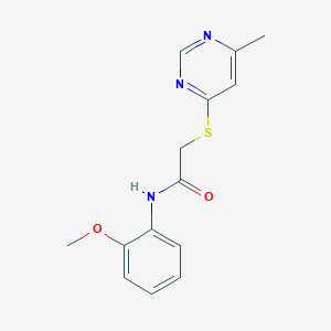 molecular formula C14H15N3O2S B5036123 N-(2-methoxyphenyl)-2-[(6-methyl-4-pyrimidinyl)thio]acetamide 