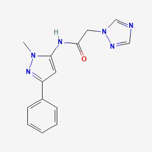 molecular formula C14H14N6O B5036157 N-(1-methyl-3-phenyl-1H-pyrazol-5-yl)-2-(1H-1,2,4-triazol-1-yl)acetamide 