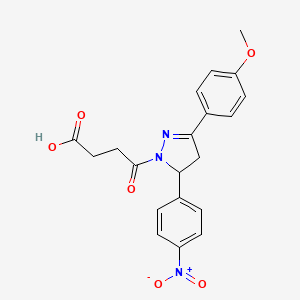 4-[3-(4-methoxyphenyl)-5-(4-nitrophenyl)-4,5-dihydro-1H-pyrazol-1-yl]-4-oxobutanoic acid