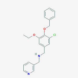 molecular formula C22H23ClN2O2 B503618 1-[4-(benzyloxy)-3-chloro-5-ethoxyphenyl]-N-(pyridin-3-ylmethyl)methanamine 
