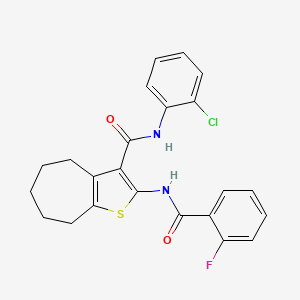 molecular formula C23H20ClFN2O2S B5036203 N-(2-chlorophenyl)-2-[(2-fluorobenzoyl)amino]-5,6,7,8-tetrahydro-4H-cyclohepta[b]thiophene-3-carboxamide 
