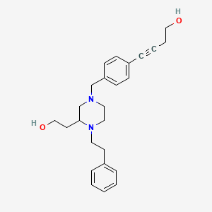 molecular formula C25H32N2O2 B5036230 4-(4-{[3-(2-hydroxyethyl)-4-(2-phenylethyl)-1-piperazinyl]methyl}phenyl)-3-butyn-1-ol 