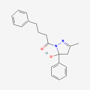 molecular formula C20H22N2O2 B5036240 3-methyl-5-phenyl-1-(4-phenylbutanoyl)-4,5-dihydro-1H-pyrazol-5-ol 