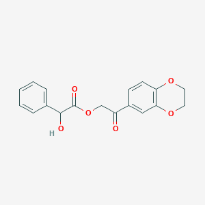 molecular formula C18H16O6 B5036264 2-(2,3-dihydro-1,4-benzodioxin-6-yl)-2-oxoethyl hydroxy(phenyl)acetate 