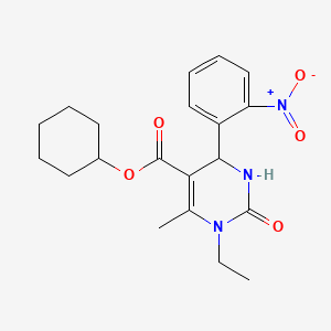 molecular formula C20H25N3O5 B5036273 cyclohexyl 1-ethyl-6-methyl-4-(2-nitrophenyl)-2-oxo-1,2,3,4-tetrahydro-5-pyrimidinecarboxylate CAS No. 5757-62-0