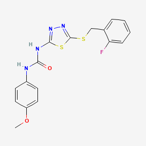 molecular formula C17H15FN4O2S2 B5036345 N-{5-[(2-fluorobenzyl)thio]-1,3,4-thiadiazol-2-yl}-N'-(4-methoxyphenyl)urea 