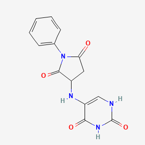 molecular formula C14H12N4O4 B5036395 5-[(2,5-dioxo-1-phenyl-3-pyrrolidinyl)amino]-2,4(1H,3H)-pyrimidinedione 