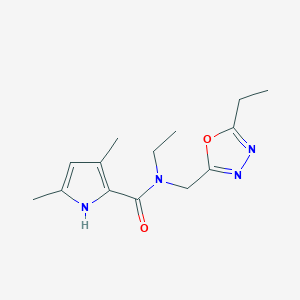 molecular formula C14H20N4O2 B5036396 N-ethyl-N-[(5-ethyl-1,3,4-oxadiazol-2-yl)methyl]-3,5-dimethyl-1H-pyrrole-2-carboxamide 