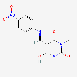 molecular formula C13H12N4O5 B5036402 1,3-dimethyl-5-{[(4-nitrophenyl)amino]methylene}-2,4,6(1H,3H,5H)-pyrimidinetrione 