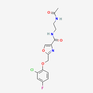 molecular formula C15H15ClFN3O4 B5036405 N-[2-(acetylamino)ethyl]-2-[(2-chloro-4-fluorophenoxy)methyl]-1,3-oxazole-4-carboxamide 