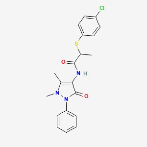 molecular formula C20H20ClN3O2S B5036418 2-[(4-chlorophenyl)thio]-N-(1,5-dimethyl-3-oxo-2-phenyl-2,3-dihydro-1H-pyrazol-4-yl)propanamide 