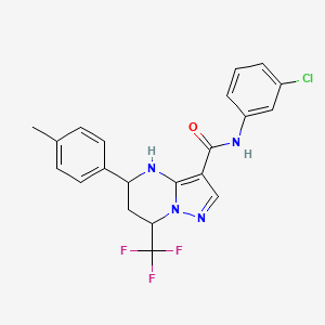 molecular formula C21H18ClF3N4O B5036424 N-(3-chlorophenyl)-5-(4-methylphenyl)-7-(trifluoromethyl)-4,5,6,7-tetrahydropyrazolo[1,5-a]pyrimidine-3-carboxamide 