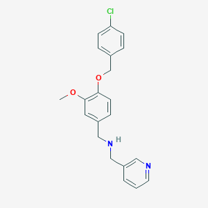 molecular formula C21H21ClN2O2 B503644 1-{4-[(4-chlorobenzyl)oxy]-3-methoxyphenyl}-N-(pyridin-3-ylmethyl)methanamine 