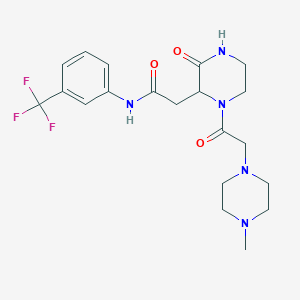 molecular formula C20H26F3N5O3 B5036447 2-{1-[(4-methyl-1-piperazinyl)acetyl]-3-oxo-2-piperazinyl}-N-[3-(trifluoromethyl)phenyl]acetamide 