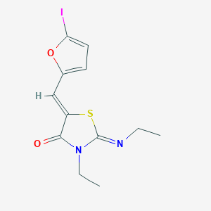 3-ethyl-2-(ethylimino)-5-[(5-iodo-2-furyl)methylene]-1,3-thiazolidin-4-one