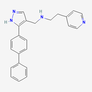 molecular formula C23H22N4 B5036492 N-{[3-(4-biphenylyl)-1H-pyrazol-4-yl]methyl}-2-(4-pyridinyl)ethanamine 