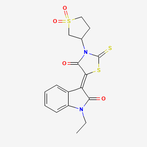 molecular formula C17H16N2O4S3 B5036500 3-[3-(1,1-dioxidotetrahydro-3-thienyl)-4-oxo-2-thioxo-1,3-thiazolidin-5-ylidene]-1-ethyl-1,3-dihydro-2H-indol-2-one CAS No. 5852-40-4