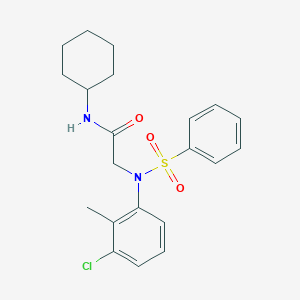 molecular formula C21H25ClN2O3S B5036503 N~2~-(3-chloro-2-methylphenyl)-N~1~-cyclohexyl-N~2~-(phenylsulfonyl)glycinamide 