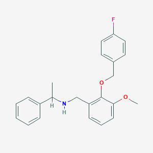 molecular formula C23H24FNO2 B503652 N-{2-[(4-fluorobenzyl)oxy]-3-methoxybenzyl}-N-(1-phenylethyl)amine 