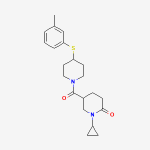 molecular formula C21H28N2O2S B5036531 1-cyclopropyl-5-({4-[(3-methylphenyl)thio]-1-piperidinyl}carbonyl)-2-piperidinone 