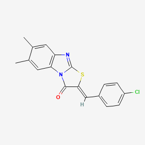 molecular formula C18H13ClN2OS B5036545 2-(4-chlorobenzylidene)-6,7-dimethyl[1,3]thiazolo[3,2-a]benzimidazol-3(2H)-one 