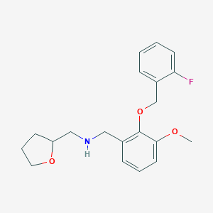 molecular formula C20H24FNO3 B503655 N-{2-[(2-fluorobenzyl)oxy]-3-methoxybenzyl}-N-(tetrahydro-2-furanylmethyl)amine 