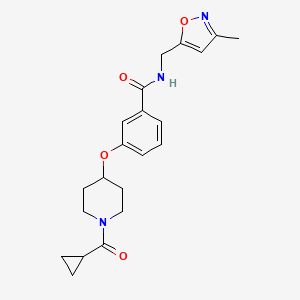 molecular formula C21H25N3O4 B5036601 3-{[1-(cyclopropylcarbonyl)-4-piperidinyl]oxy}-N-[(3-methyl-5-isoxazolyl)methyl]benzamide 