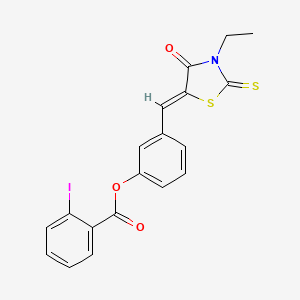 molecular formula C19H14INO3S2 B5036666 3-[(3-ethyl-4-oxo-2-thioxo-1,3-thiazolidin-5-ylidene)methyl]phenyl 2-iodobenzoate 