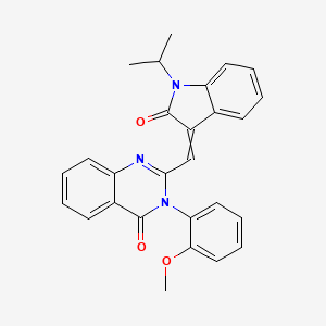 molecular formula C27H23N3O3 B5036693 2-[(1-isopropyl-2-oxo-1,2-dihydro-3H-indol-3-ylidene)methyl]-3-(2-methoxyphenyl)-4(3H)-quinazolinone 