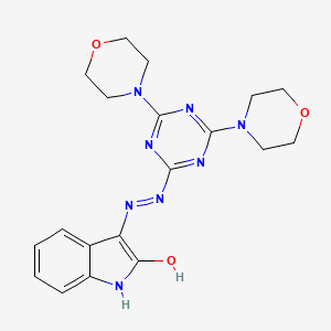 1H-indole-2,3-dione 3-[(4,6-di-4-morpholinyl-1,3,5-triazin-2-yl)hydrazone]
