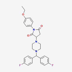 molecular formula C29H29F2N3O3 B5036728 3-{4-[bis(4-fluorophenyl)methyl]-1-piperazinyl}-1-(4-ethoxyphenyl)-2,5-pyrrolidinedione 