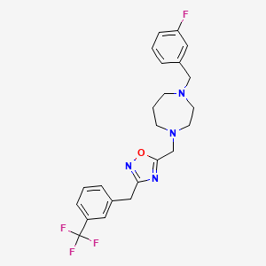 molecular formula C23H24F4N4O B5036781 1-(3-fluorobenzyl)-4-({3-[3-(trifluoromethyl)benzyl]-1,2,4-oxadiazol-5-yl}methyl)-1,4-diazepane 