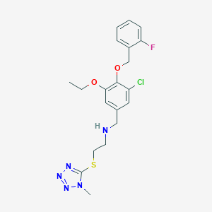 molecular formula C20H23ClFN5O2S B503680 N-{3-chloro-5-ethoxy-4-[(2-fluorobenzyl)oxy]benzyl}-2-[(1-methyl-1H-tetrazol-5-yl)sulfanyl]ethanamine 