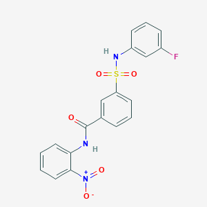 molecular formula C19H14FN3O5S B5036818 3-{[(3-fluorophenyl)amino]sulfonyl}-N-(2-nitrophenyl)benzamide 