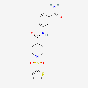 molecular formula C17H19N3O4S2 B5036833 N-[3-(aminocarbonyl)phenyl]-1-(2-thienylsulfonyl)-4-piperidinecarboxamide 