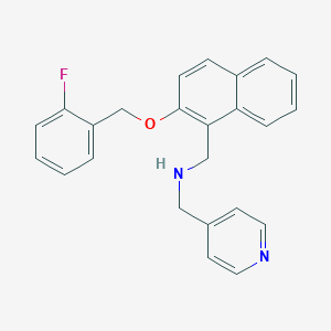molecular formula C24H21FN2O B503690 1-{2-[(2-fluorobenzyl)oxy]naphthalen-1-yl}-N-(pyridin-4-ylmethyl)methanamine 