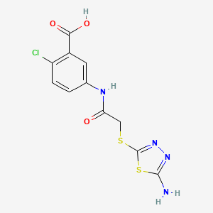 molecular formula C11H9ClN4O3S2 B5036913 5-({[(5-amino-1,3,4-thiadiazol-2-yl)thio]acetyl}amino)-2-chlorobenzoic acid 