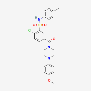 molecular formula C25H26ClN3O4S B5036925 2-chloro-5-{[4-(4-methoxyphenyl)-1-piperazinyl]carbonyl}-N-(4-methylphenyl)benzenesulfonamide 