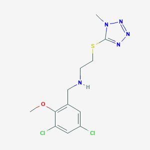 molecular formula C12H15Cl2N5OS B503695 N-(3,5-dichloro-2-methoxybenzyl)-2-[(1-methyl-1H-tetrazol-5-yl)thio]ethanamine 