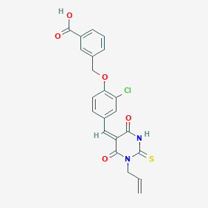 molecular formula C22H17ClN2O5S B5036952 3-({4-[(1-allyl-4,6-dioxo-2-thioxotetrahydro-5(2H)-pyrimidinylidene)methyl]-2-chlorophenoxy}methyl)benzoic acid 