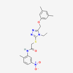 molecular formula C22H25N5O4S B5036998 2-({5-[(3,5-dimethylphenoxy)methyl]-4-ethyl-4H-1,2,4-triazol-3-yl}thio)-N-(2-methyl-5-nitrophenyl)acetamide 
