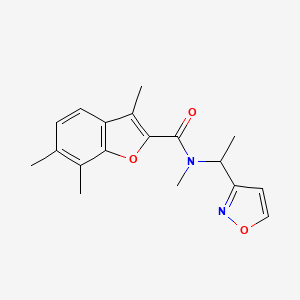 molecular formula C18H20N2O3 B5037022 N-[1-(3-isoxazolyl)ethyl]-N,3,6,7-tetramethyl-1-benzofuran-2-carboxamide 