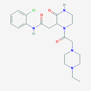 molecular formula C20H28ClN5O3 B5037088 N-(2-chlorophenyl)-2-{1-[(4-ethyl-1-piperazinyl)acetyl]-3-oxo-2-piperazinyl}acetamide 